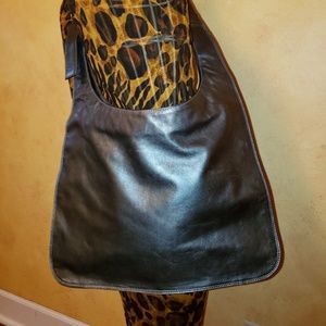 Francesco Biasia Leather Gunmetal Silver Bag